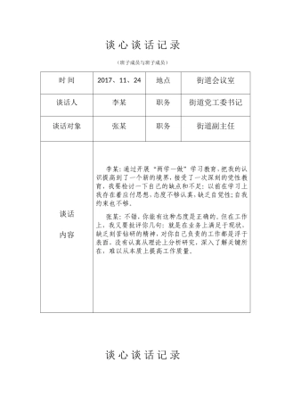 街道谈心谈话记录表