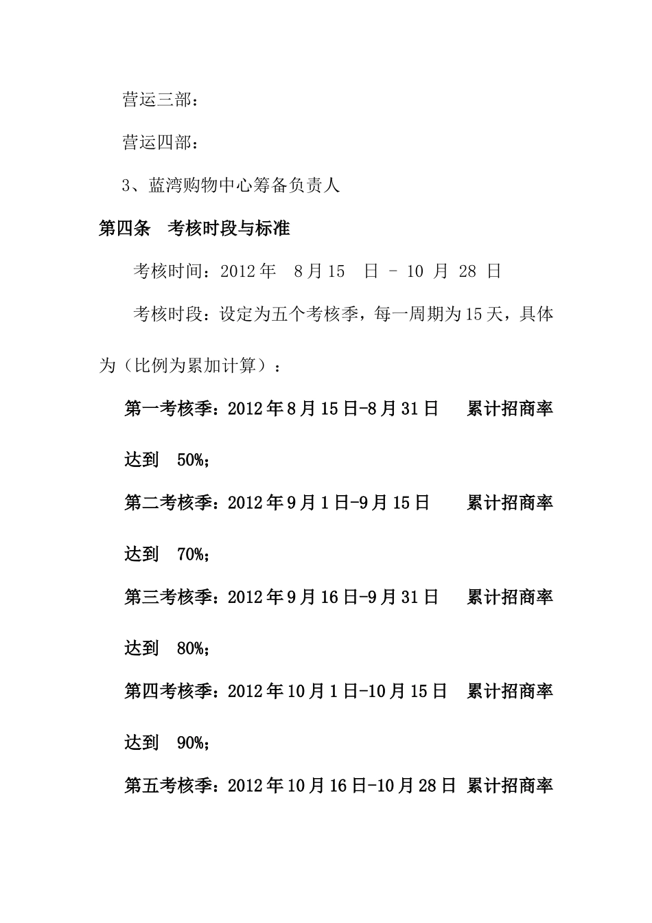 购物中心筹备招商人员绩效考核方案_第2页