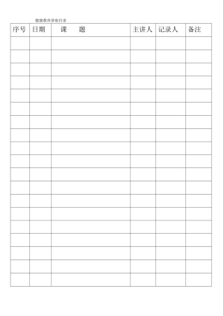 健康教育讲座目录