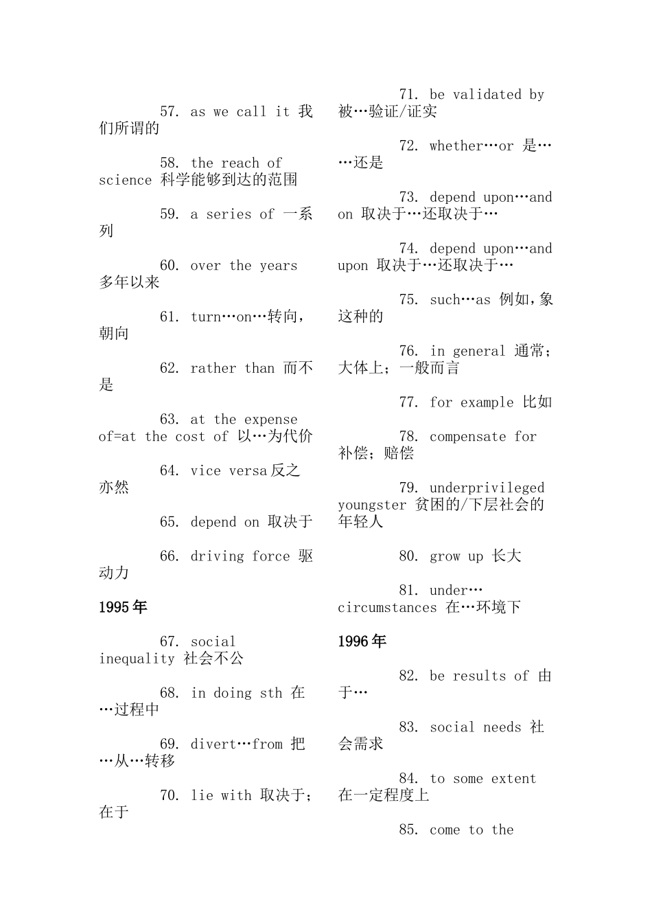 历年考研 英语翻译词组汇总_第3页