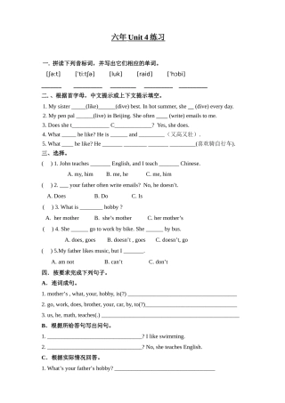 六年Unit4练习测试题