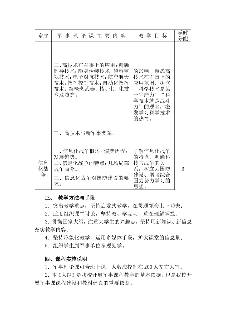 科技大学《军事理论》教学大纲_第3页