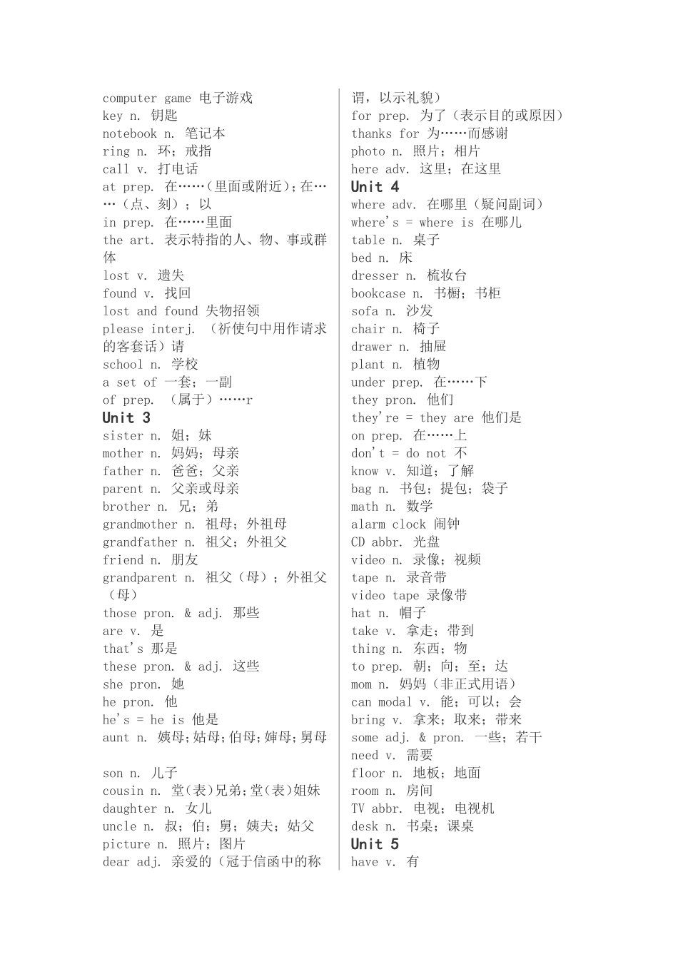 人教版七年级上册英语单词表梳理汇总_第2页