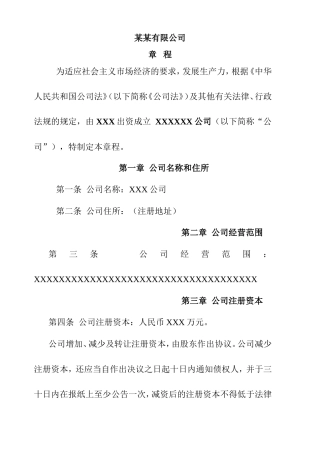 某某有限公司章程