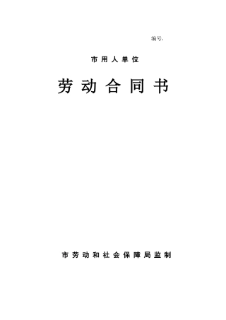 某市用人劳动合同范本