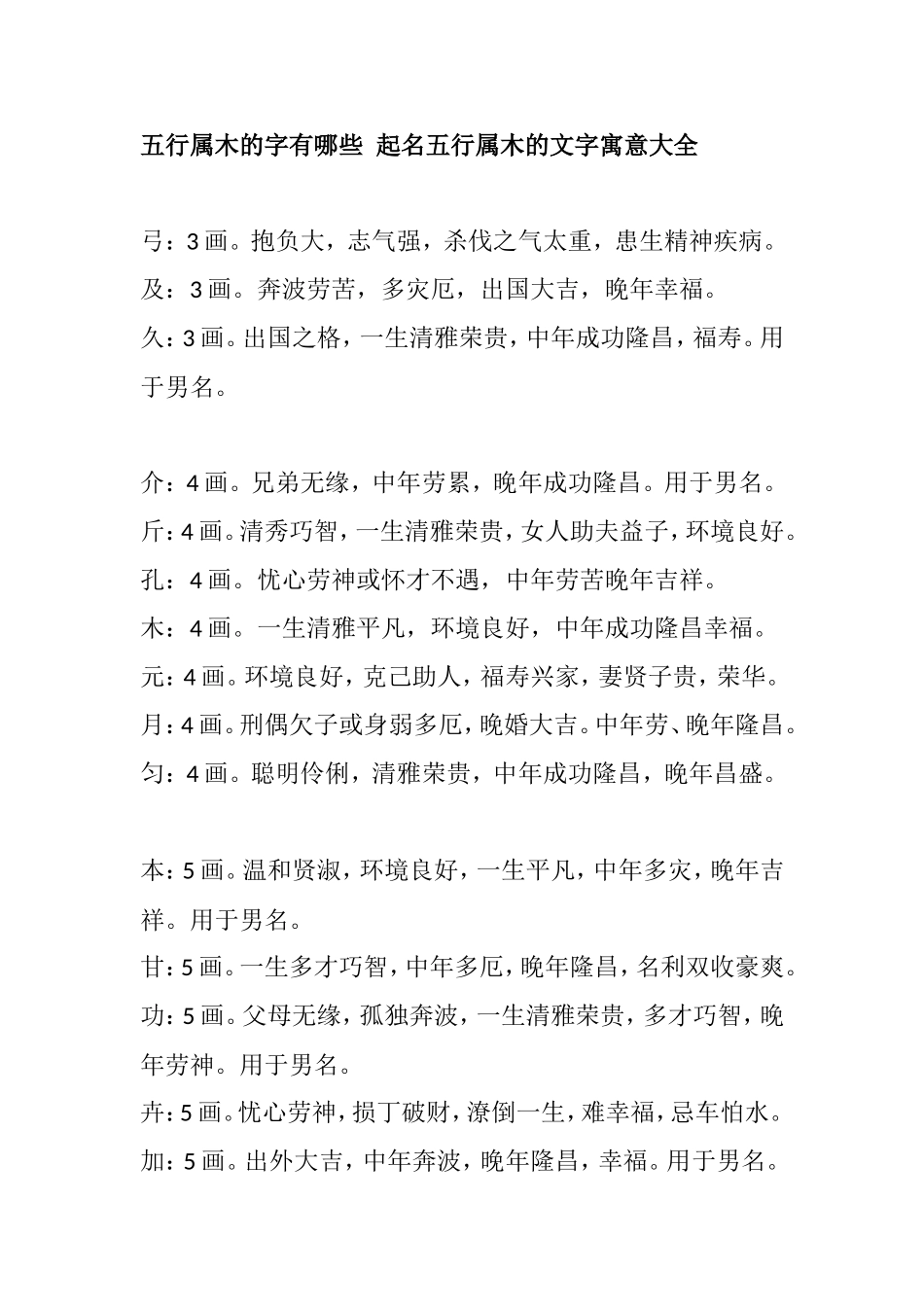 起名五行属木的文字寓意大全_第1页