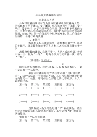乒乓球竞赛编排与裁判