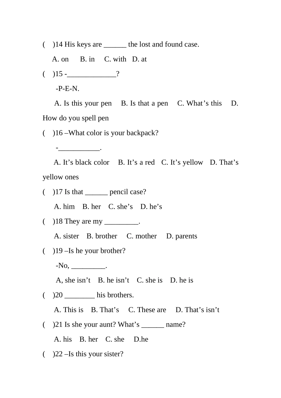 七年级英语阶段性检测试题_第3页
