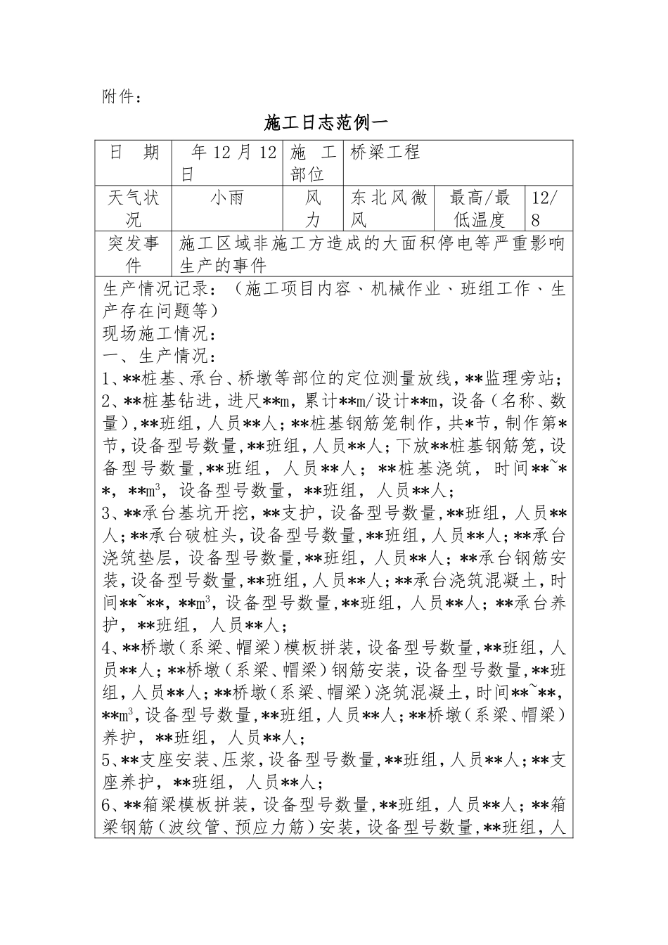 桥梁工程施工日志_第1页