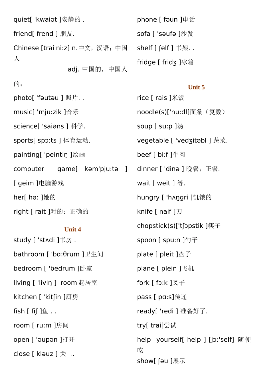 人教版小学英语·四年级上册·单词表梳理汇总_第2页