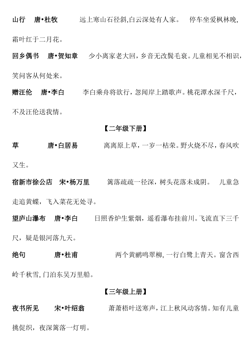 人教版一到六年级的所有古诗_第2页