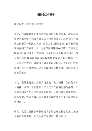 团代会工作报告