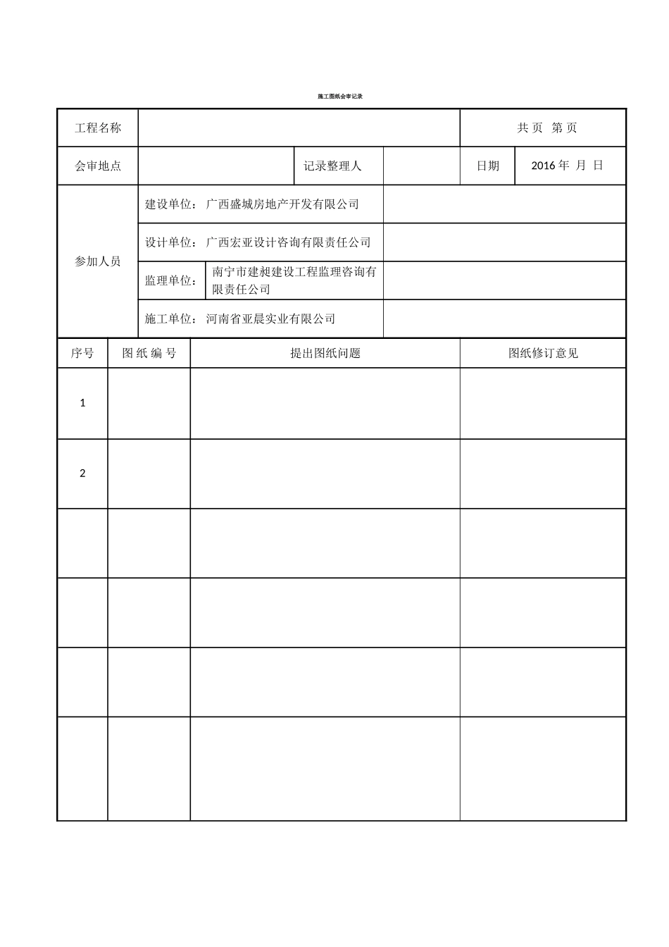 施工图纸会审记录_第1页