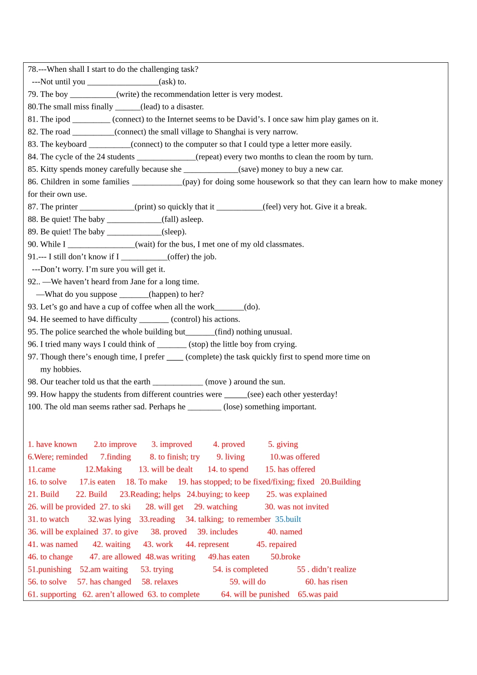 新版译林牛津初三英语—动词填空100题_第3页