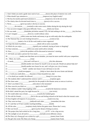 新版译林牛津初三英语—动词填空100题