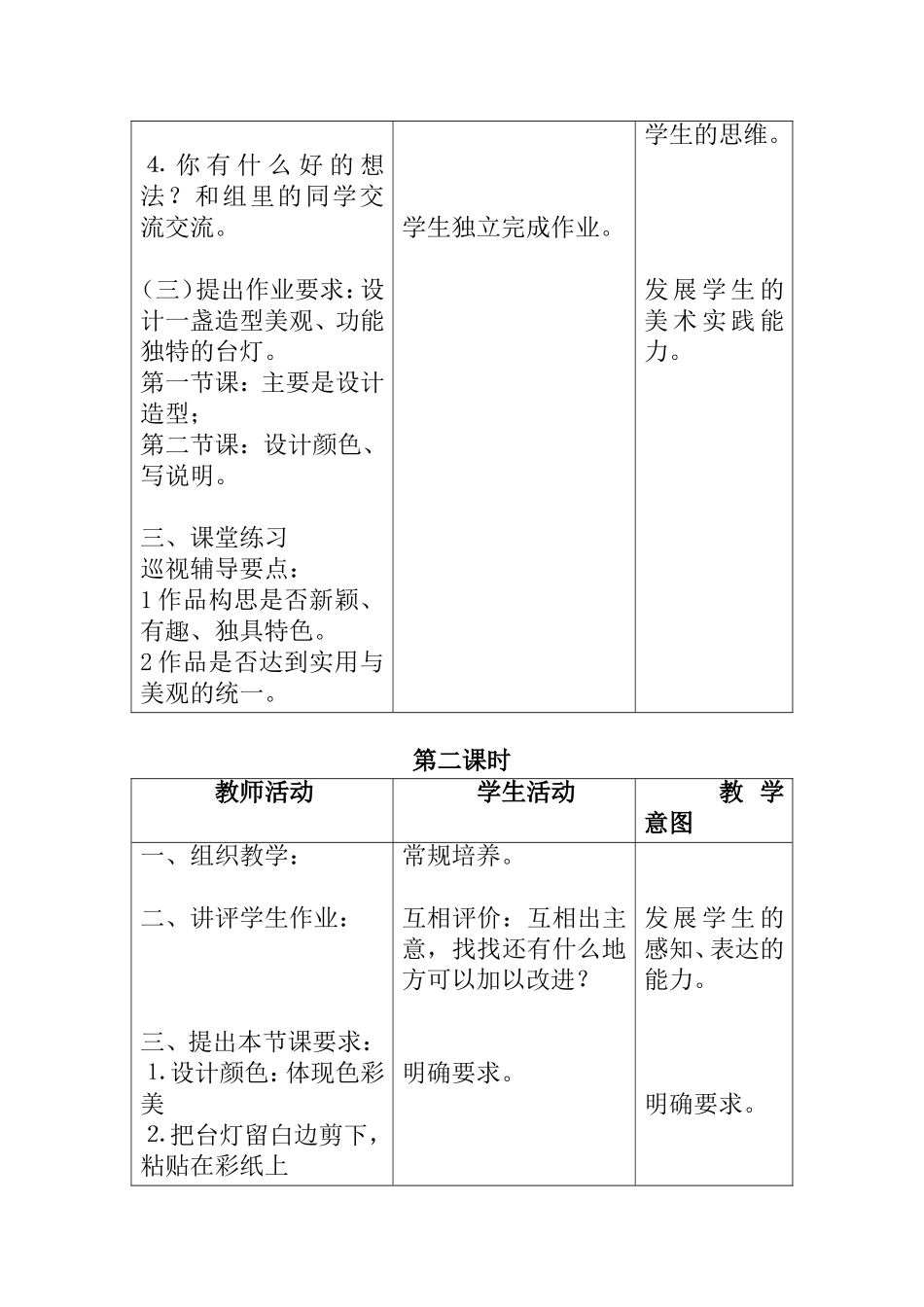 小学美术人美版   五年级年级  第10册台灯的设计 教学设计_第3页