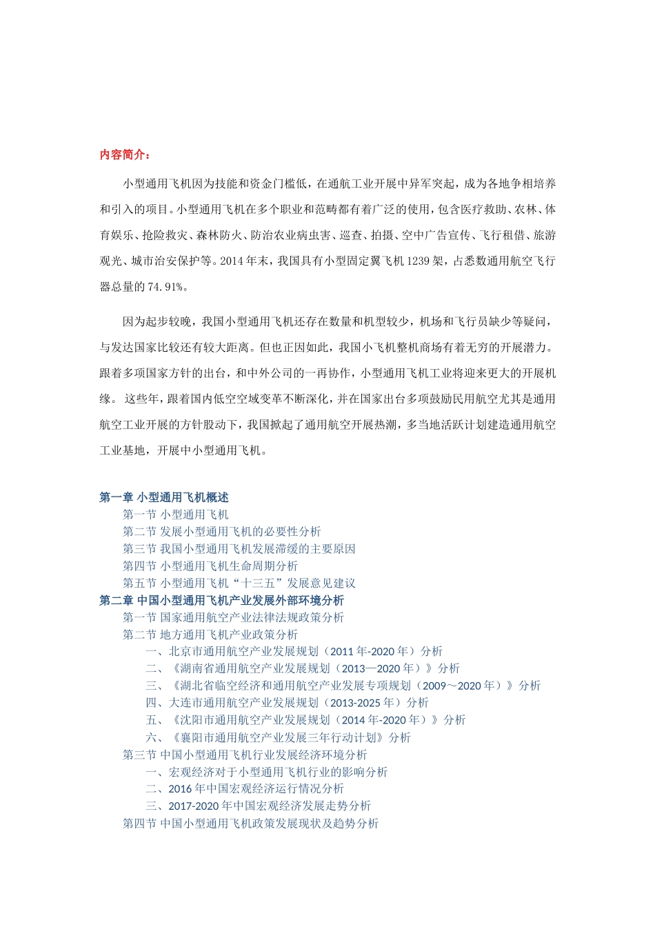 小型通用飞机发展调研与投资战略研究报告_第1页