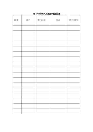 小学外来人员进出学校登记表以及管理说明