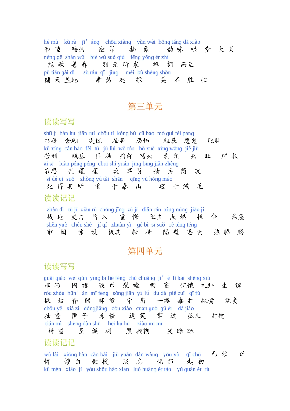 小学语文六年级下册词语盘点梳理汇总_第2页
