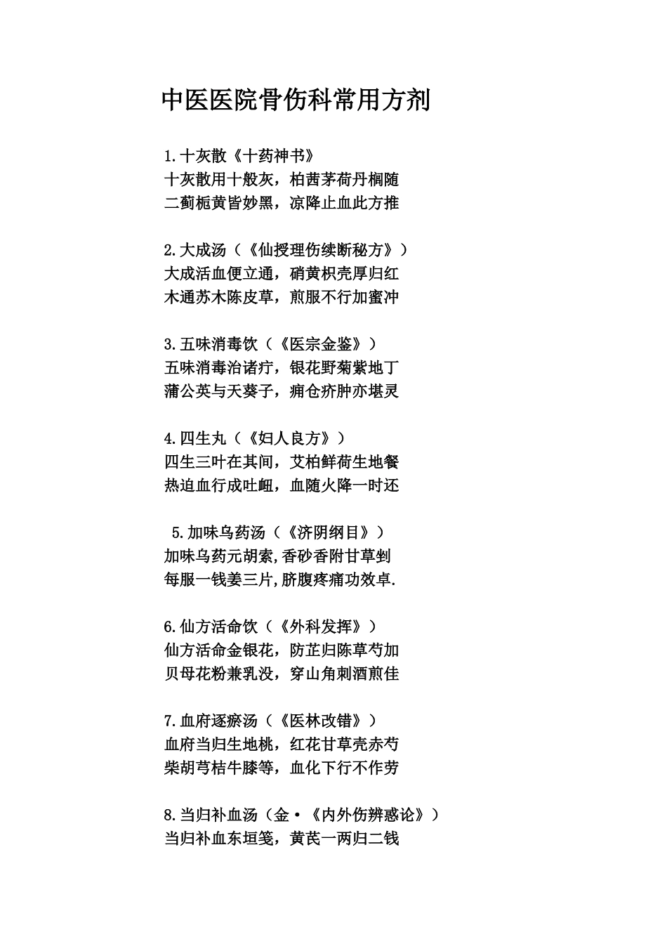 中医医院骨伤科常用方剂_第1页