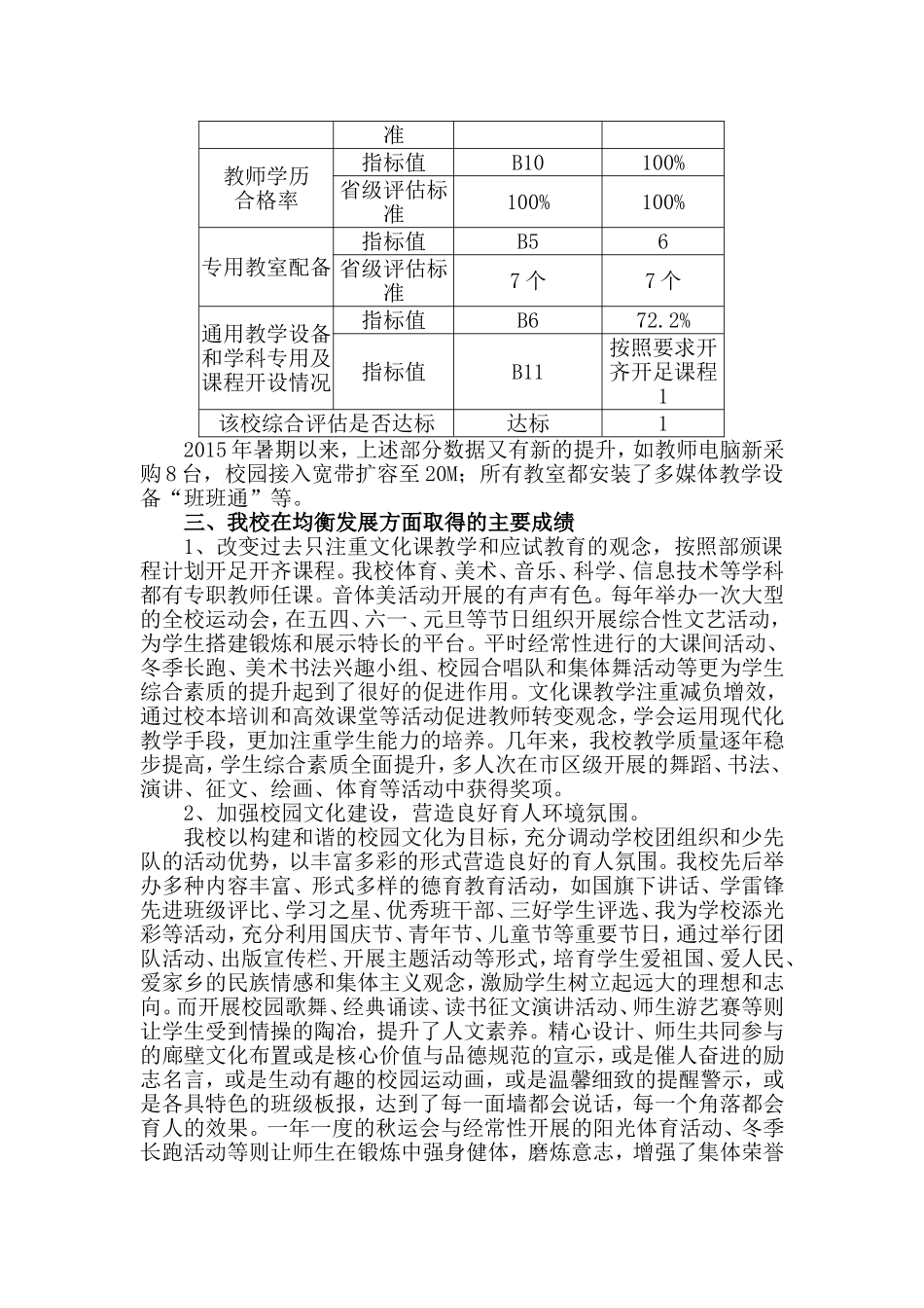 学校均衡发展迎国检汇报材料_第2页