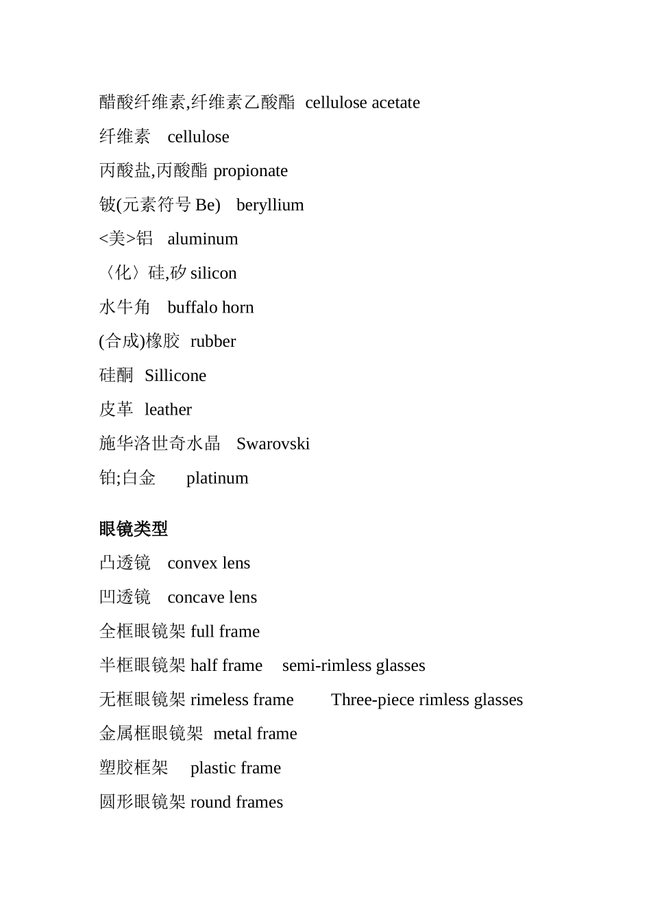 眼镜各部件英语知识点梳理汇总_第3页