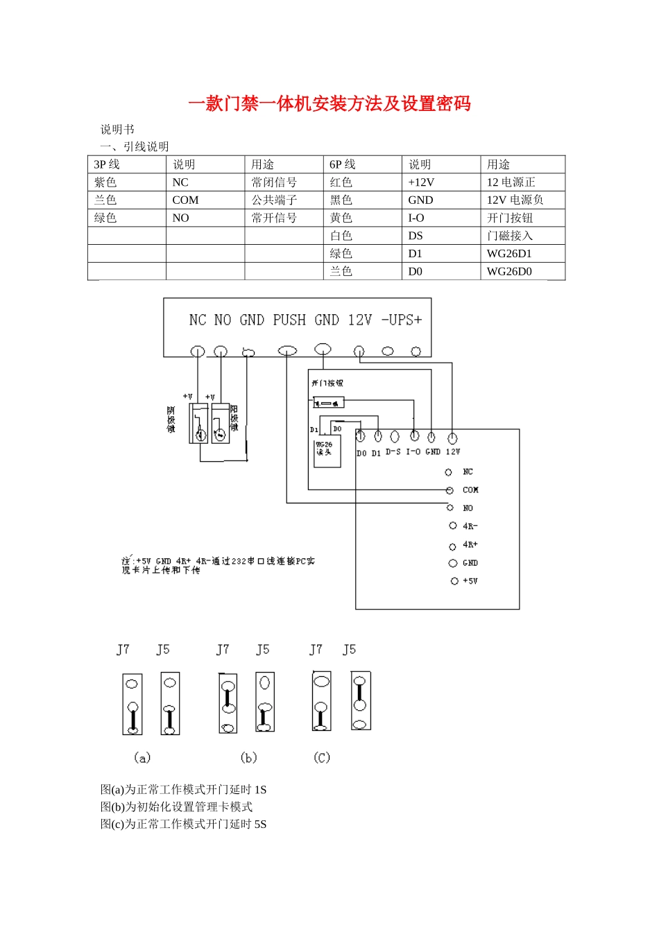 一款门禁一体机安装方法及设置_第1页