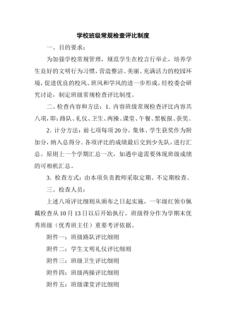 学校班级常规检查评比制度
