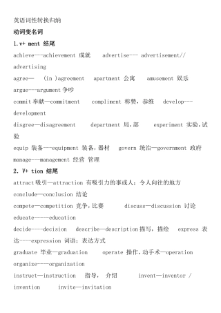 英语词性转换归纳梳理汇总