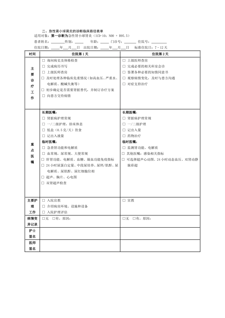 医院急性肾小球肾炎临床路径_第3页