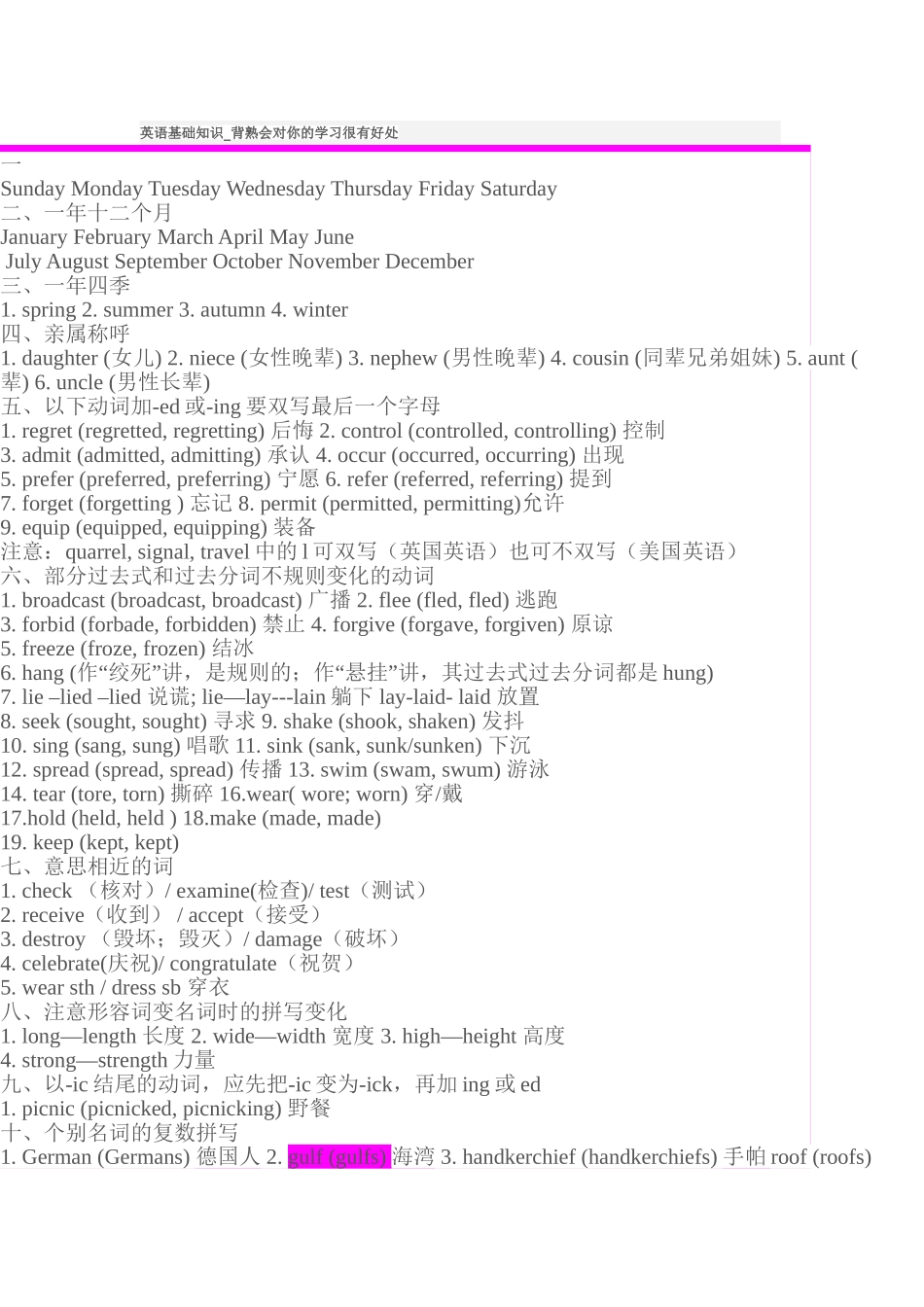 英语需要背熟的基础知识_第1页