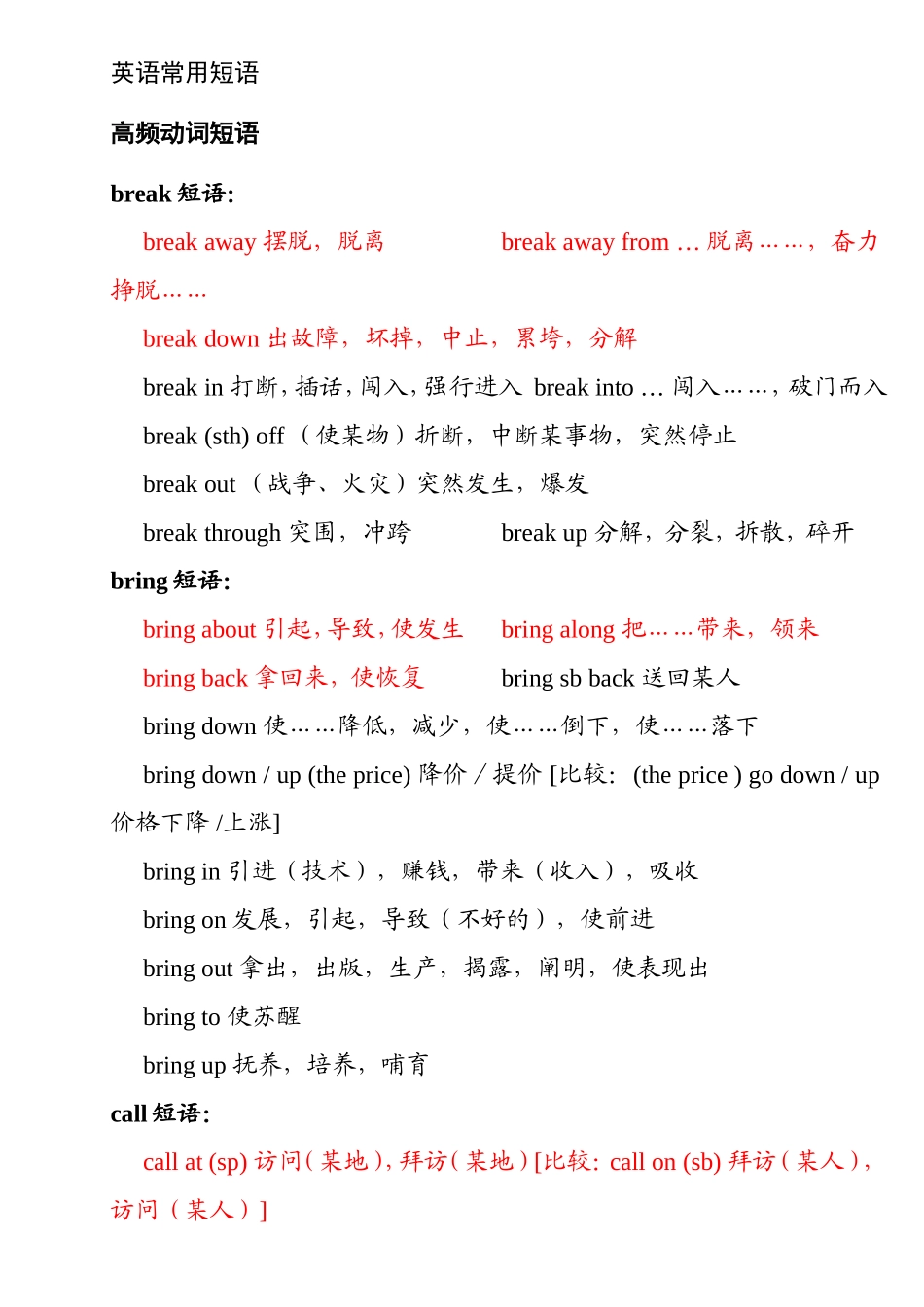 英语高频率常用短语梳理汇总_第1页