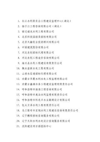 中国水利工程协会第二十一批单位会员名单