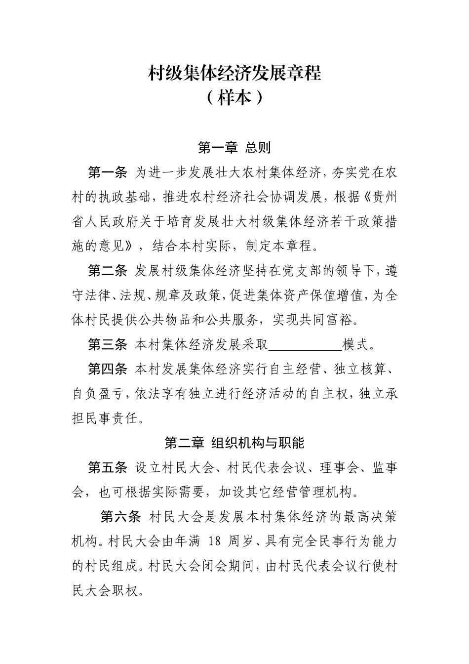 村级集体经济发展章程_第1页