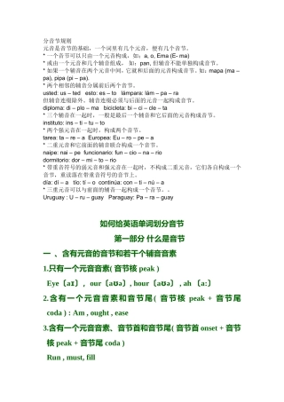 分音节规则 如何给英语单词划分音节