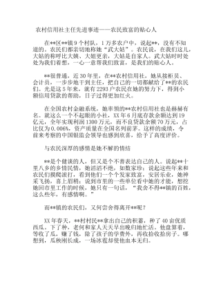 农村信用社主任先进事迹——农民致富的贴心人