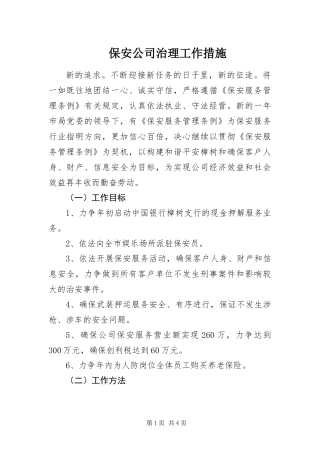 保安公司治理工作措施