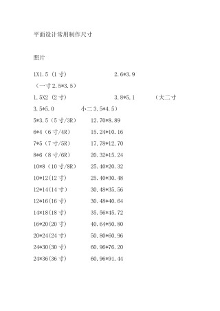 平面设计常用制作尺寸