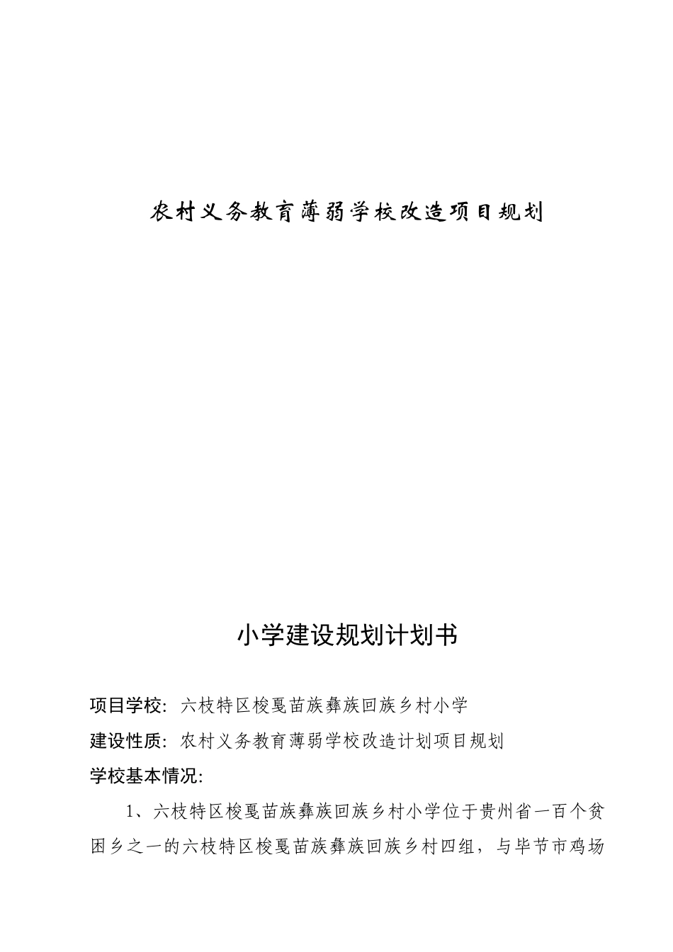 农村义务教育薄弱学校改造项目规划_第1页