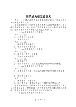 班子成员相互提意见