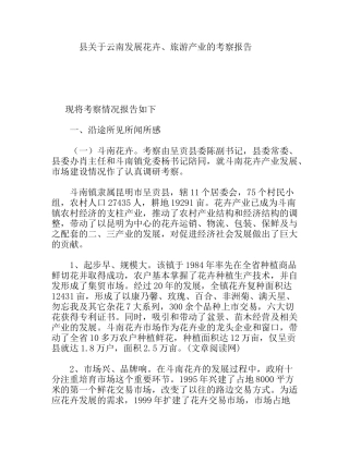 县关于云南发展花卉、旅游产业的考察报告