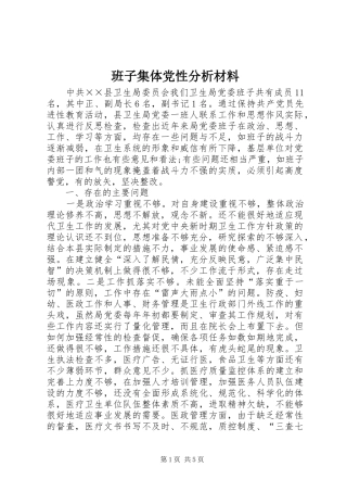班子集体党性分析材料