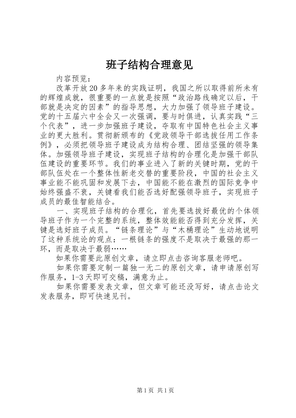 班子结构合理意见_第1页