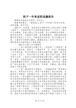 班子一年来述职述廉报告