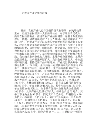 市农业产业化情况汇报