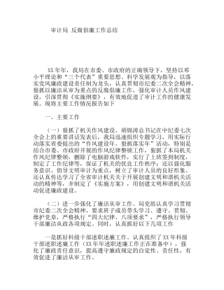 审计局反腐倡廉工作总结