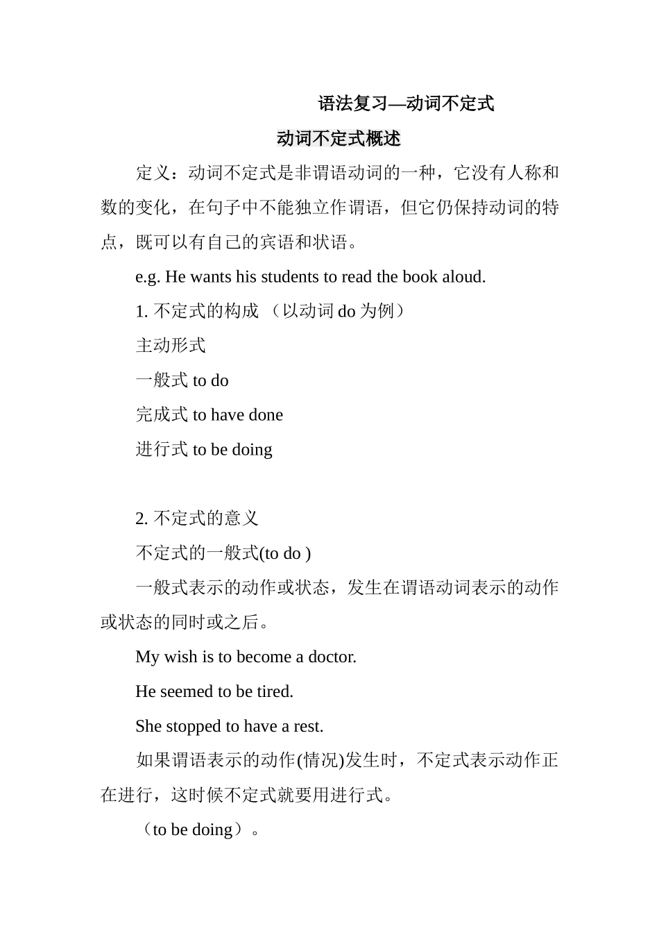 语法复习—动词不定式知识点汇总_第1页