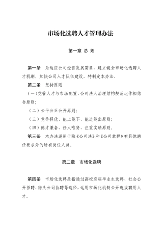 市场化选聘人才管理办法