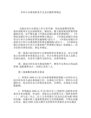 市审计办事处财务开支及后勤管理规定