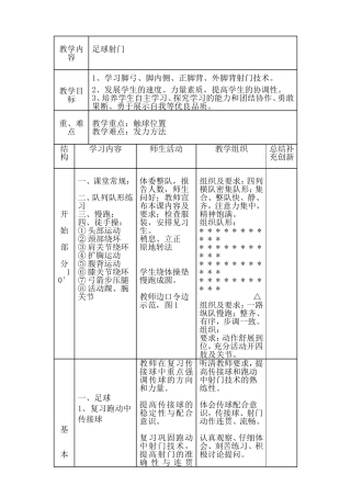 足球射门  中学体育教学设计
